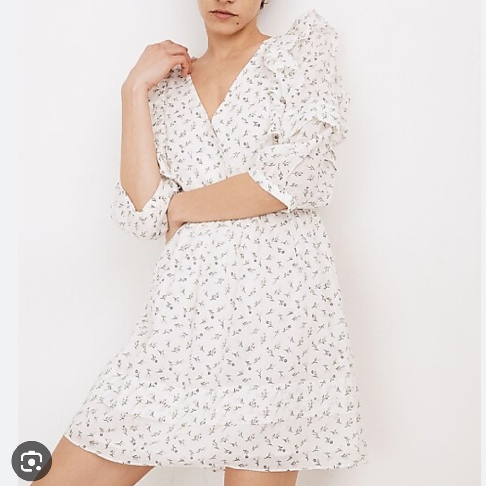 NWT Madewell Ruffled Pleat-Sleeve Mini Dress in
Spring Fling Size 16